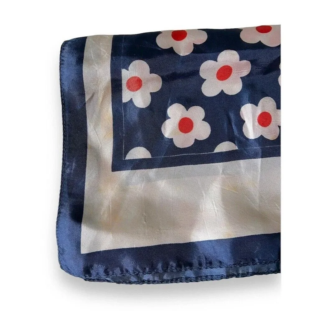 Vintage Red & Blue Polka Dots Floral Rectangular Scarf 50